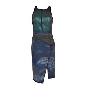 EUC Jonathan Simkhai Crocodile Snakeskin Colorblock Sheath Dress Taylor Swift